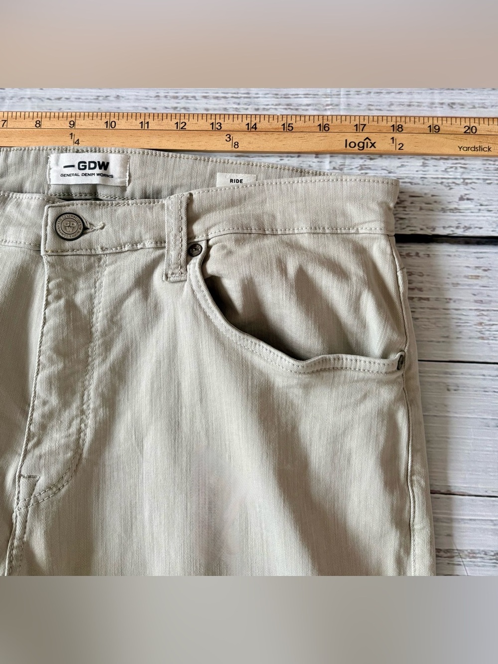 GDW Ride Slim Stretch Jeans 36x32 Beige Slim Fit Denim - Picture 5 of 14